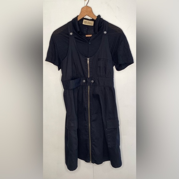 Splitz Black sturdy cotton zip up overall dress with pockets.small - Picture 4 of 14